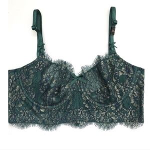 Victoria's Secret Dream Angels Green Lace Unlined Balconette Bustier Bra, 32B